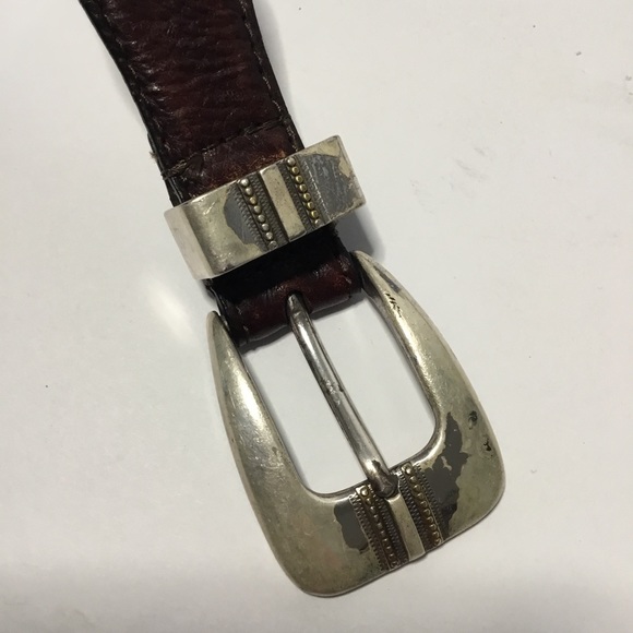 Vintage Men’s Brown Embellished Italian Leather Belt Size 40 - Picture 2 of 8